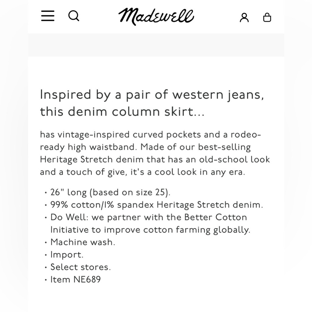 Madewell Denim High-Waist Midi Column Skirt in holton wash.  Size 27 - Picture 6 of 9
